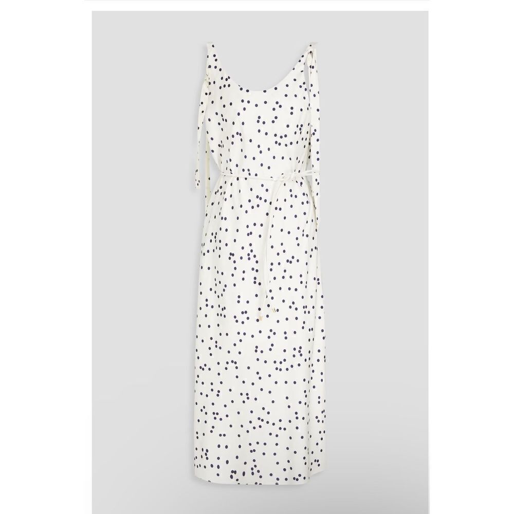 Zimmermann Polka Dot Satin Midi Sleeveless Dress Tie Shoulder Straps 1 (4-6) U.S